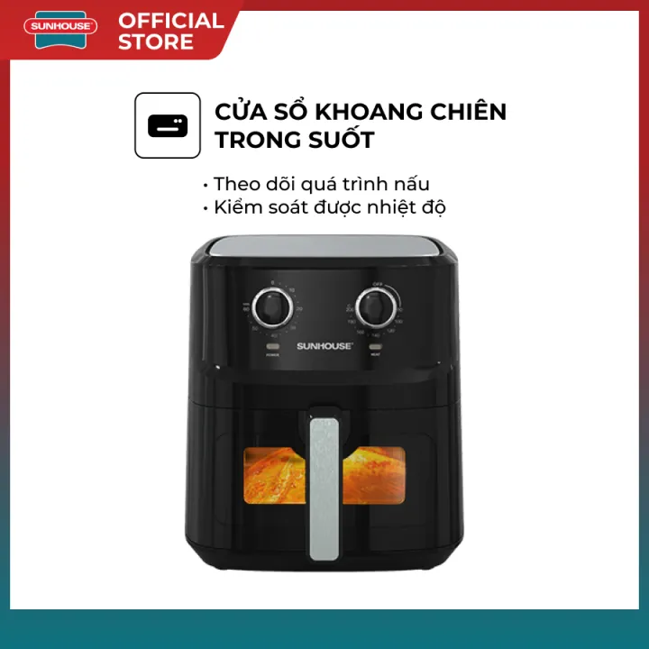 [Bản mới] Nồi chiên không dầu 6.5L SUNHOUSE SHD4030 - Công nghệ Rapid Air giảm tới 80% dầu mỡ - Khoang chiên trong suốt | BigBuy360 - bigbuy360.vn