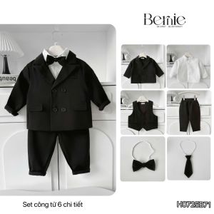 Set bộ vest hoàng gia 6 chi tiết dài tay cho bé trai đi tiệc đi sự kiện 9 tới 28kg BERNIE H0725B71