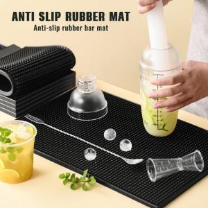 Rubber Bar Mat Anti-Slip Bar Counter Mat Insulated Pads PVC Pad Square Spill Mat for Home Bars Black