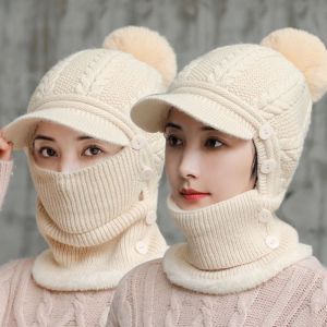 MAYIT Fleece Lined Womens Hat Windproof Ear Protection Winter Knit Hat Warm Thickened Outdoor Cycling Hat Winter
