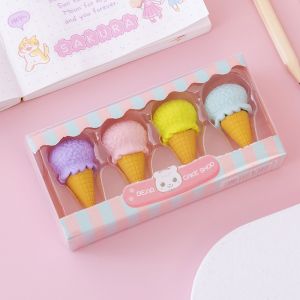 4 Pcs Penghapus Lucu Es Krim Donat Lolipop Es Imut Eraser Cute Donut Ice Cream Lollipop