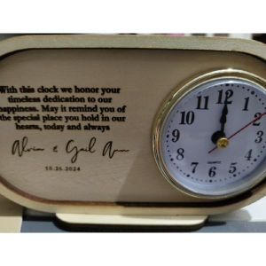 Wooden Desk Clock Souvenir Wedding Personalized with Box
