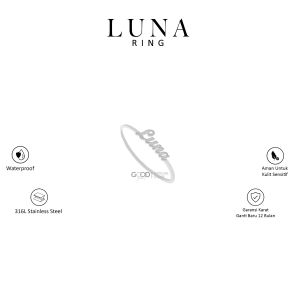 Cincin Nama TItanium 316L Stainleess Steel Lapis Emas 18K - Luna Ring