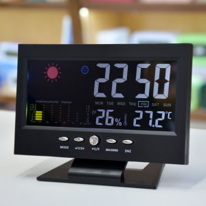 Weather Clock Large Screen Weather Alarm Clock For Home Office/Multifunction Display/Indoor Temperature And Humidity Monitor/Ideal For Adults And Kids