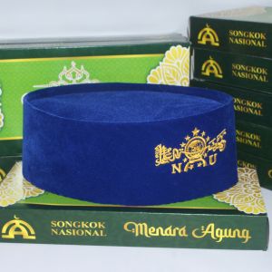 Songkok Nu Terbaru Warna Biru Peci Pria Anak Dan Dewasa Motif Nu Bludru Warna Biru Bordir Kuning Tinggi 9