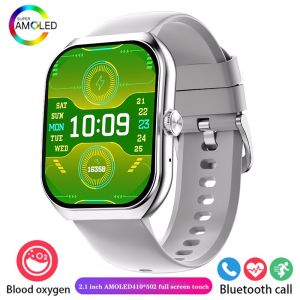 【Fast delivery】2025 Men Women HD Bluetooth Call 2.1-inch Smartwatch AMOLED screen Blood Pressure Monitor IP67 waterproof womens Smartwatch + box