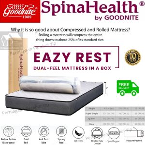 Goodnite SpinaHealth Eazy Rest Vacuum Compressed Roll Mattress / Tilam (Single/S.Single/Queen/King)(10 Years Warranty) Sleep Easy Comfortable Floor Mattress - Lazada