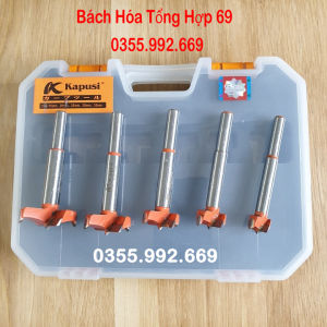 Mũi khoét lỗ tròn. Bộ mũi khoét gỗ KAPUSI Japan 5 chi tiết cỡ từ 15-35mm thép carbon cứng và sắc bén