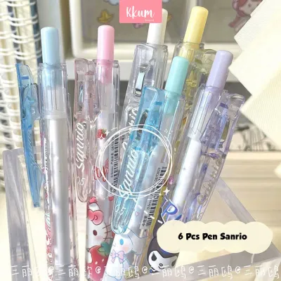 6 PCS Pulpen gel ST 0.5mm/ Gel pen mekanik sanrio hitam