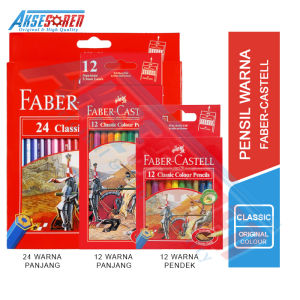 Pensil Warna Faber Castell [12 24 Colour] / Alat Tulis Gambar Pencil Classic / Pinsil Color Panjang Pendek Original Castel Clasic