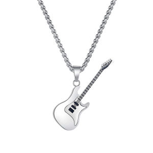 Punk Guitar Mặt Dây Chuyền Vòng cổ thép không gỉ Cho Nam Giới Phụ Nữ Cô Gái Cá Nhân Rock âm nhạc điện tử Quyến Rũ Chuỗi 22 Inches Thời Trang trang sức cổ điển Quà Tặng