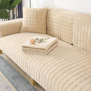 Upgraded Flannel Sofa Cushion Plush Sofa Cushion Universal Full Cover Non-slip Fabric All-inclusive Universal Cover Set