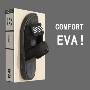 [Free Shipping] New 2025 Summer Mens Slippers Non-Slip Odor-Resistant Beach Sandals Velcro Closure Couples Thick-Soled Height-Increasing Slippers EVA