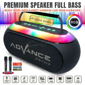 Speaker Bluetooth Full Bass Portable Free 2 Mic Wireless Advance V-18 Karaoke/USB/TF/FM/5 Inch Speaker Bluetooth / Salon Bluetooth / Salon Speaker Bluetooth / Salon Bluetooth Karaoke / Speaker Salon Bluetooth Karaoke / Speker Blutut