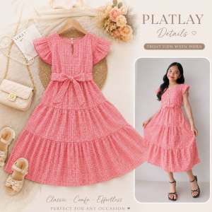Laurice Freeyah Tweed Belted Midi Dress for Kids Ages 7-12 - Fashionable Ruffle Sleeve Layered Design in Tweed Crepe Fabric - Comfortable & Stylish for Any Occasion