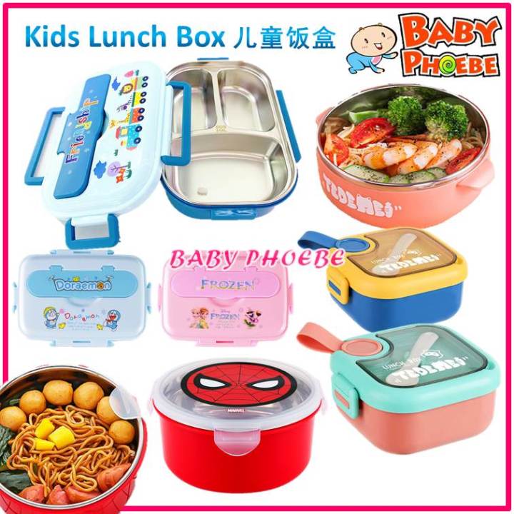 Cartoon Lunch Box Kids Stainless Steel Bento Plate Baby Food Tableware