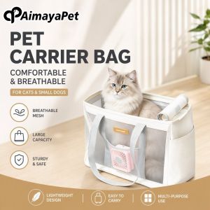Portable Pet Carrier Bag Breathable Mesh Large Capacity Shoulder Handbag For Small Dogs Cats Reinforced Bottom Double Zipper Travel