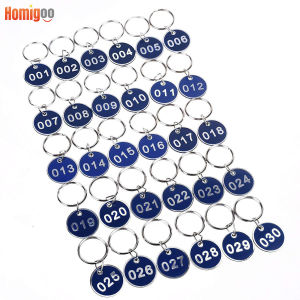 Homigoo 30 ชิ้นโลหะเข้าสู่ระบบพวงกุญแจป้ายด้วยแหวนป้ายดิจิตอลแท็กหมายเลขบัตรแผ่นด้วยพวงกุญแจการปรับแต่งจำนวนป้ายแผ่นแท็กจาก 01-30