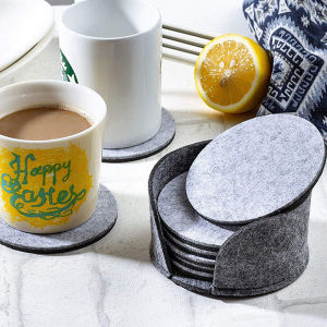 songduanshi 10 Pieces set Round Felt Coasters Dining Table Protector Heat-resistant Coasters Coffee Tea Hot Drink Cup Placemats