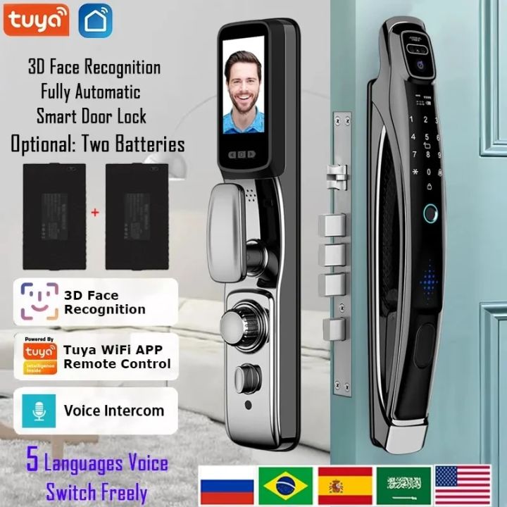Tuya App 3D Face Recognition Smart Door Lock Voice Intercom Digital ...