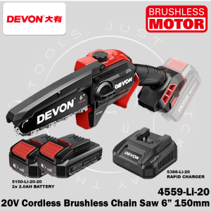 DEVON 4559-Li-20Z / 4559-Li-20 20V Brushless Cordless Chain Saw / Pruning Saw 6" 150mm