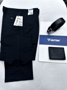 Quần kaki đen Việt Tiến 1 ly/không ly giá mác 770k 100% cotton có size lớn