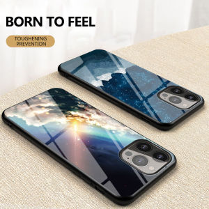ROAZIC For OPPO A5i Phone Case Gradient Starry Luxury Slim Tempered Glass Casing Soft Silicone Edge Shockproof Cover LS03