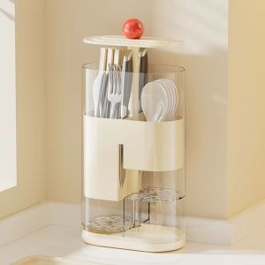 ZENGD Dustproof Automatic Lifting Holder Household Transparent Makeup Brush Organizer Multi-functional Waterproof Kitchen Storage Rack Home