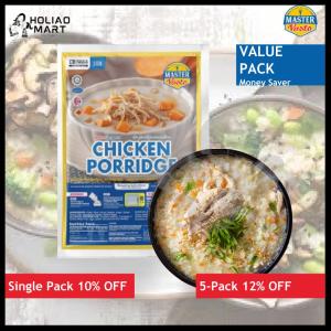 MasterPasto Halal Rice Porridge Nasi Bubur Kerang Ayam Vegan Scallop Seafood Chicken Mushroom Vegetarian 速食即食饭鸡肉海鲜素食粥便利包装 - Holiaomart