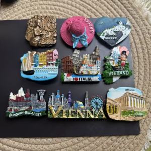 1pc Resin Refrigerator Magnet World Scenic ItalyDenmarkGreece,BudapestViennaIrelandThai Golden BuddhaRose red hat Landmarks Travel Souvenir Collection for Fridge Magnet Home Decor