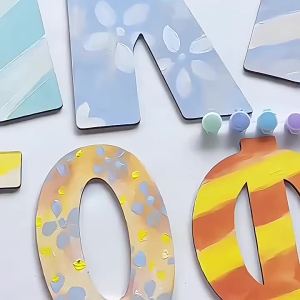 [COD] New wooden unfinished Greek alphabet DIY childrens painting classroom educational wall decoration art