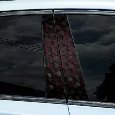 iriisy 2pcs Honeycomb Car Stickers Waterproof B Pillar Center Column Decor Covers DIY Scratch Resistant Car Styling Decoration Sticker