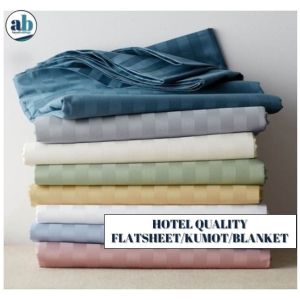 Premium Hotel Quality Satin Stripe Bedding Set - Flatsheet Kumot Blanket - Canadian Cotton