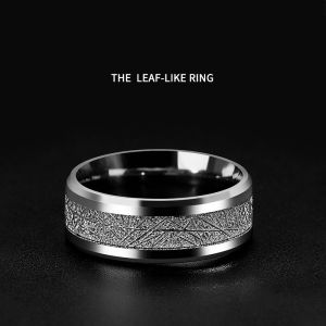 European and temperament high-quality Leaf Texture Shape stainless steel trend mens ring unfading romantic ring for couples engagement