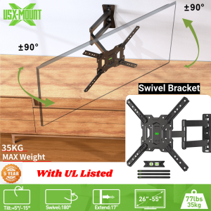 USX MOUNT Full Motion TV Mount with UL Listed Swivel Articulating Tilt TV Wall Mount for 26-55" LED OLED 4K TVs TV Bracket Wall Mount with Concrete Anchors VESA 400x400mm Up to 35KG/77LBS