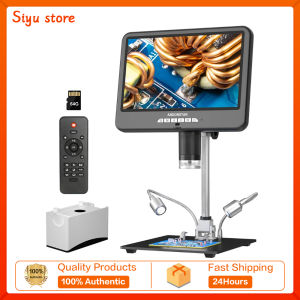 Andonstar 2024 4K 60FPS 10.1" AD210S HDMI กล้องจุลทรรศน์ดิจิตอล 64MP UHD 3840P หน้าจอคู่สำหรับกล้องจุลทรรศน์บัดกรีซ่อม PCB/SMD