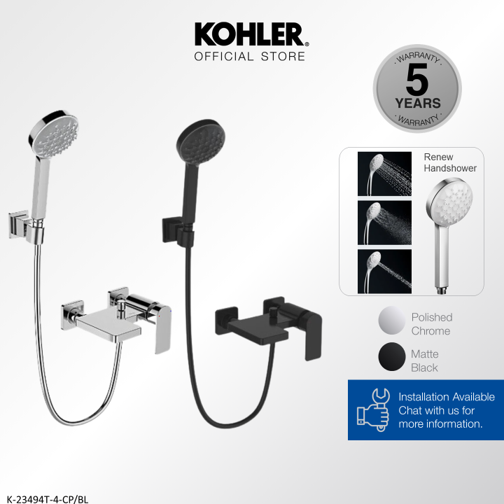 KOHLER Parallel Exposed Wallmount Bath and Shower Faucet, Polished