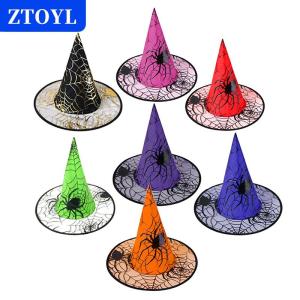 [COD] ZTOYL หมวกแม่มดสีดำสำหรับเด็กผู้ใหญ่หมวกยอดแหลมคอสเพลย์ตกแต่งงานปาร์ตี้ฮาโลวีน