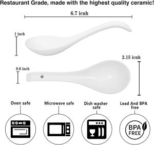 DAFIFY 21 Pcs Soup Spoon Ceramic Chinese Soup Spoons Porcelain Tablespoon