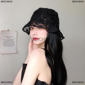 [COD] WEICHENG Sweet Cute Lace Hat Hollow Flower Bucket Hat Fashion Women Fisherman Hat Breathable Sunshade Sunscreen Hat