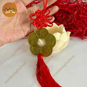 Dây đồng xu hoa mai 5 cánh dây treo kết đồng tâm vật phẩm phong thủy