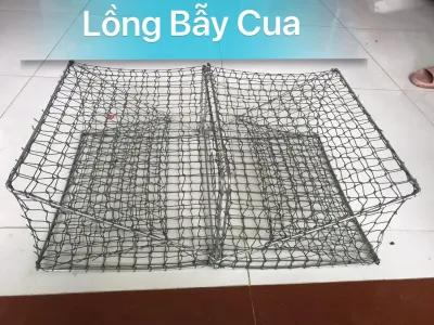Lồng bẫy cua Rập đặc cua (40cm x 60cm x 22cm) móc gài inox sườn kẻm 4li Mắt lưới 22cm(45 fân)