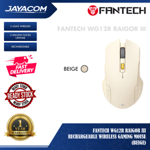 Fantech WG12R Raigor III Rechargeable Wireless Gaming Mouse – Black / Grey / Beige (2.4GHz Wireless / Rechargeable)