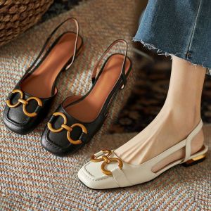 34-43 Large size Women Korean Fashion Flat Sandals Retro Buckle Comfort Shoes