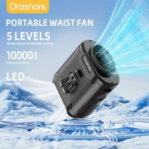【BIG SAVINGS】 Orashare K50 10000mAh Portable Waist Cooling Fan 3 in 1 Outdoor Fan With Light 5 Speed Wind Clip Fan