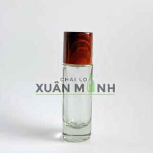Vỏ rỗng chai đựng nước hoa thủ tinh trụ tròn nắp vân giả gỗ dung tích 30ml nhiều màu vòi xịt phun sương