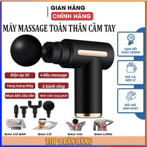 Súng Massage 4 Đầu 6 Chế Độ Xoa BópMáy massage cầm tay máy mát xa toàn thân cao cấp 4 đầu và 6 chế độ rung giảm đau nhức mỏi cơ thể động cơ mạnh mẽ - Súng mát xa cầm tay súng massage cầm tay toàn thân máy massage cổ vai gáy