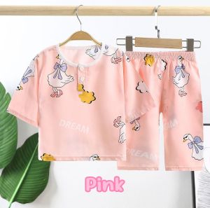ชุดนอนเด็กแขนยาว ชุดนอนเด็กผู้หญิง ชุดนอนเด็กผญ ชุดนอนเด็กหญิง แขน3ส่วน ขา3ส่วน ผ้าCotton Silk น้ำหนักเบา ใส่สบาย ไม่ร้อน