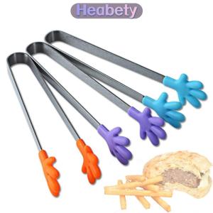 Heabety Silicone thép không gỉ nấu ăn nhà bếp Ice tong thực phẩm BBQ salad tay Clip