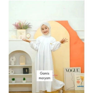Gamis Anak Perempuan Maryam Crinkle Premium Lengan Panjang Warna Solid
